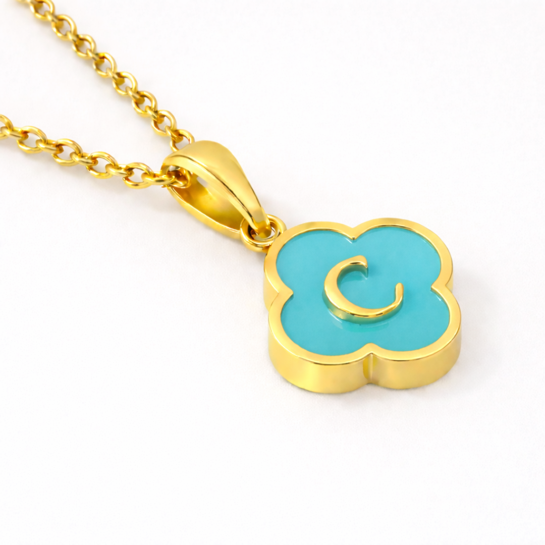Rissa | Gold Plated Four-Leaf Initial Clover Necklace
