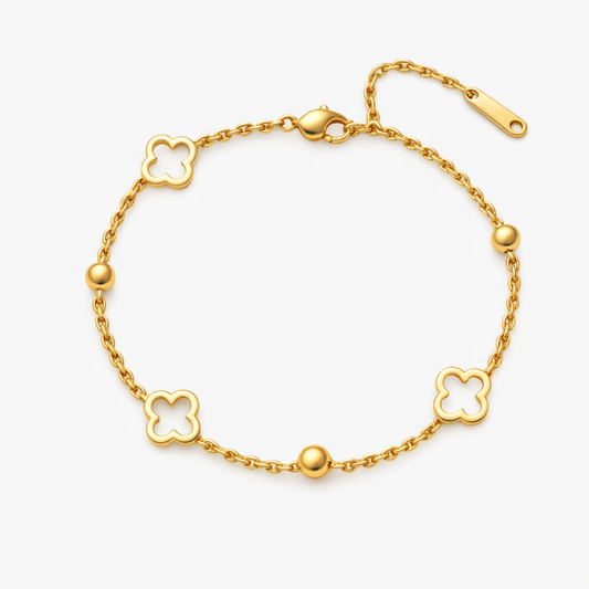 Soraya | Gold Plated Multi Clover Chain Bracelet