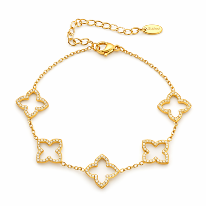 Giulia | Gold Plated Multi Clover Chain Bracelet