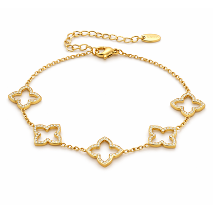 Giulia | Gold Plated Multi Clover Chain Bracelet