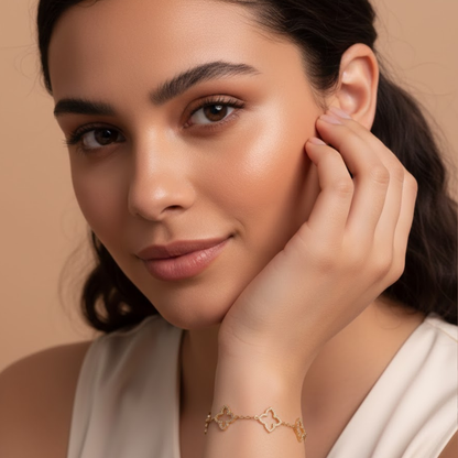 Giulia | Gold Plated Multi Clover Chain Bracelet