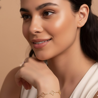 Giulia | Gold Plated Multi Clover Chain Bracelet