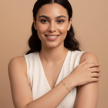 Nikita | Gold Plated Multi Clover Chain Bracelet