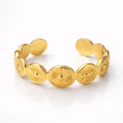 Carmen | Gold Plated Sun Design Resizable Ring
