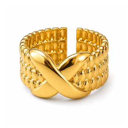 Colleen | Gold Plated Woven Open Cuff Ring