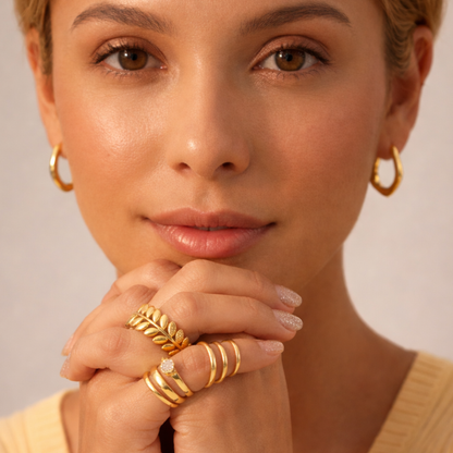 Lacey | Gold Plated Laurel Grace Open Cuff Ring