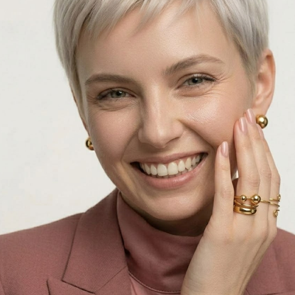 Clementine | Gold Plated Double Ball Ring
