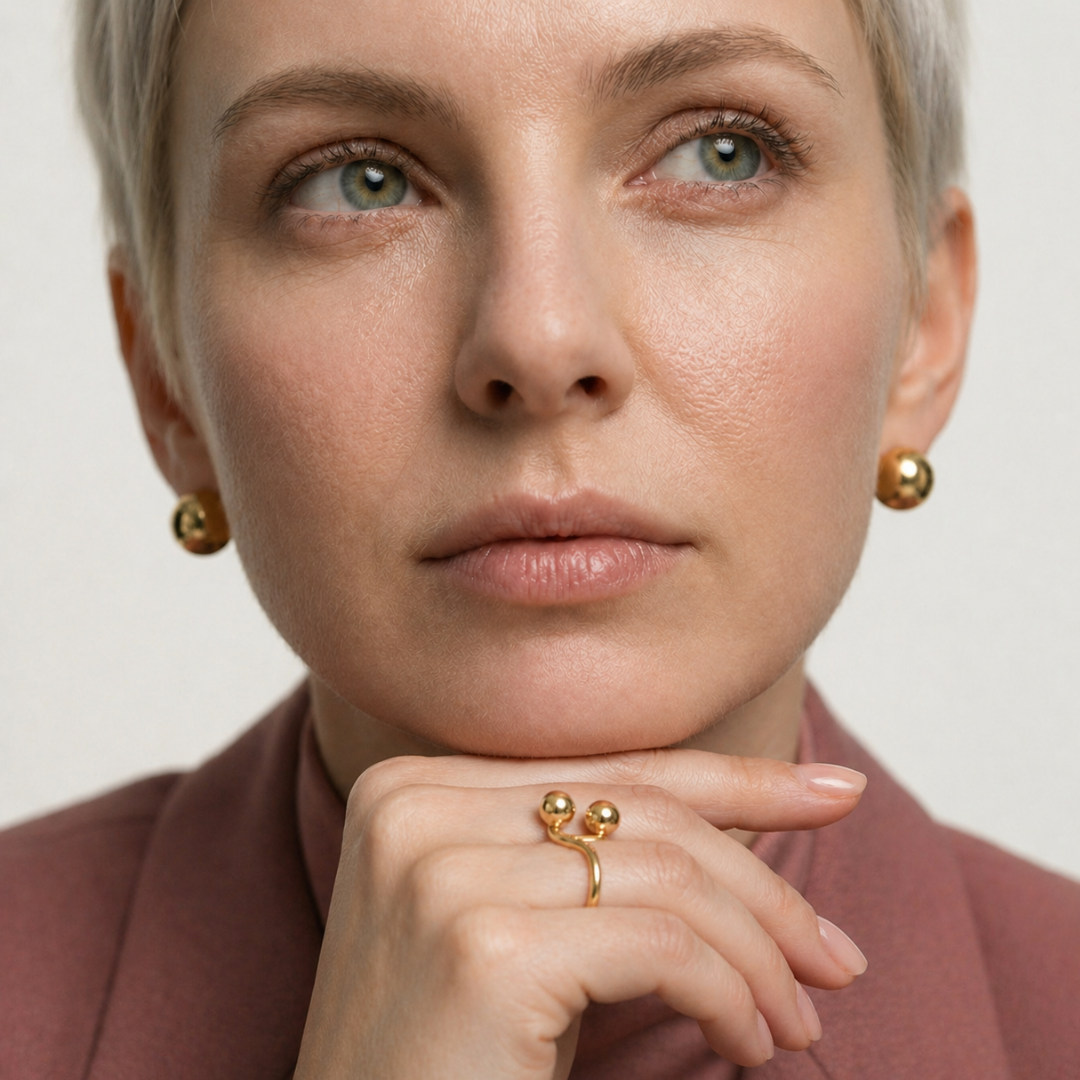 Clementine | Gold Plated Double Ball Ring