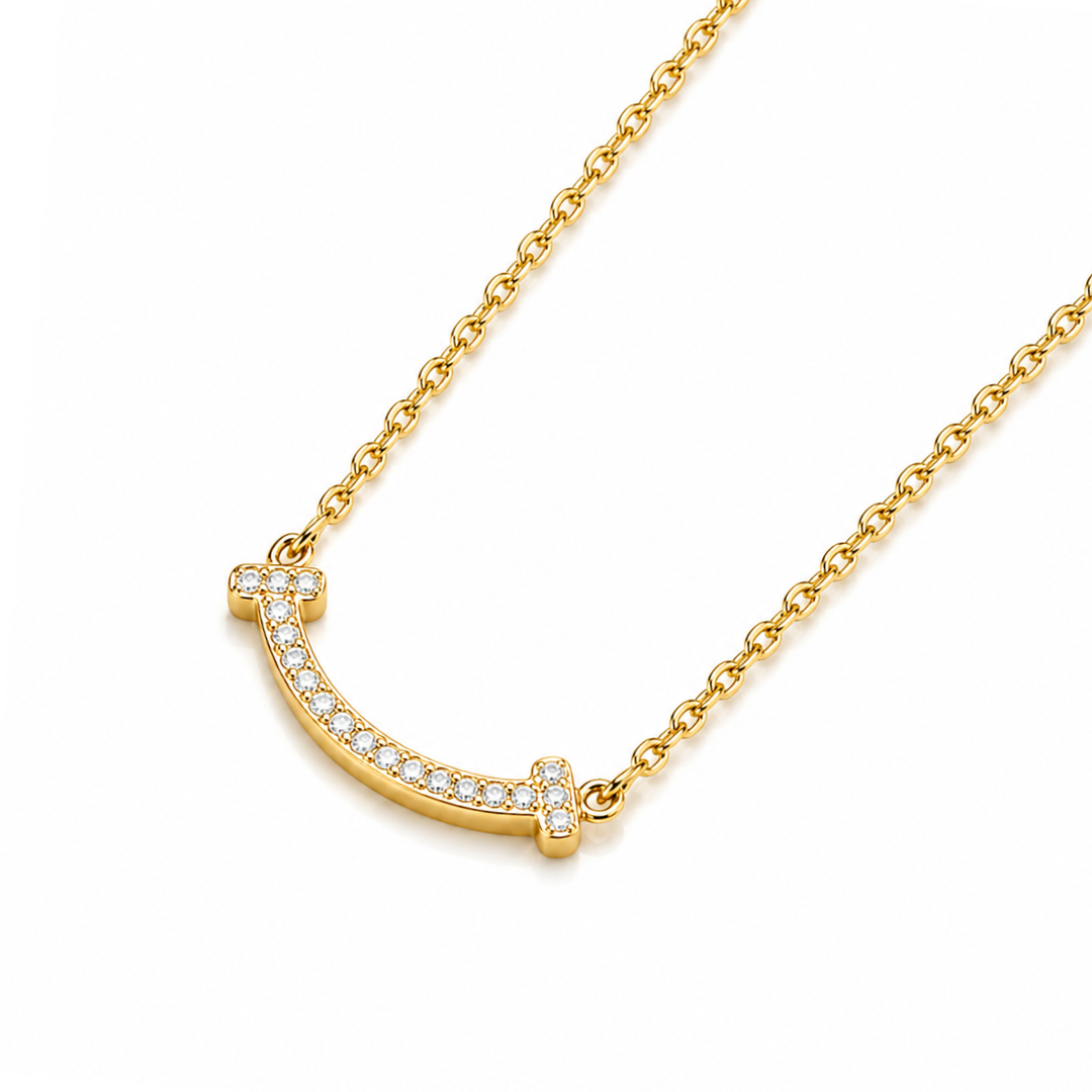 Sofia | Gold Plated T-Smile Pendant Necklace