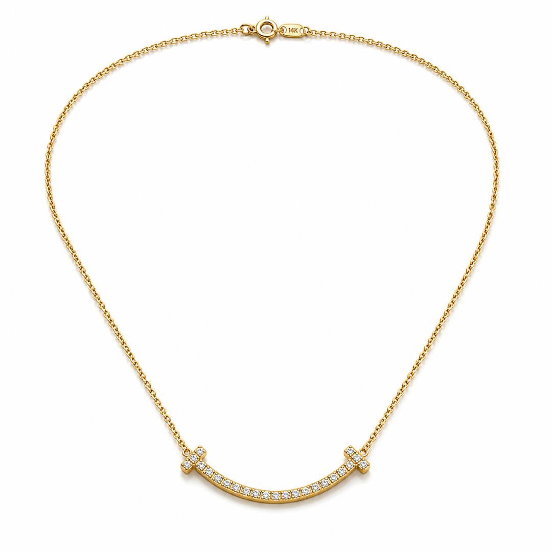 Sofia | Gold Plated T-Smile Pendant Necklace