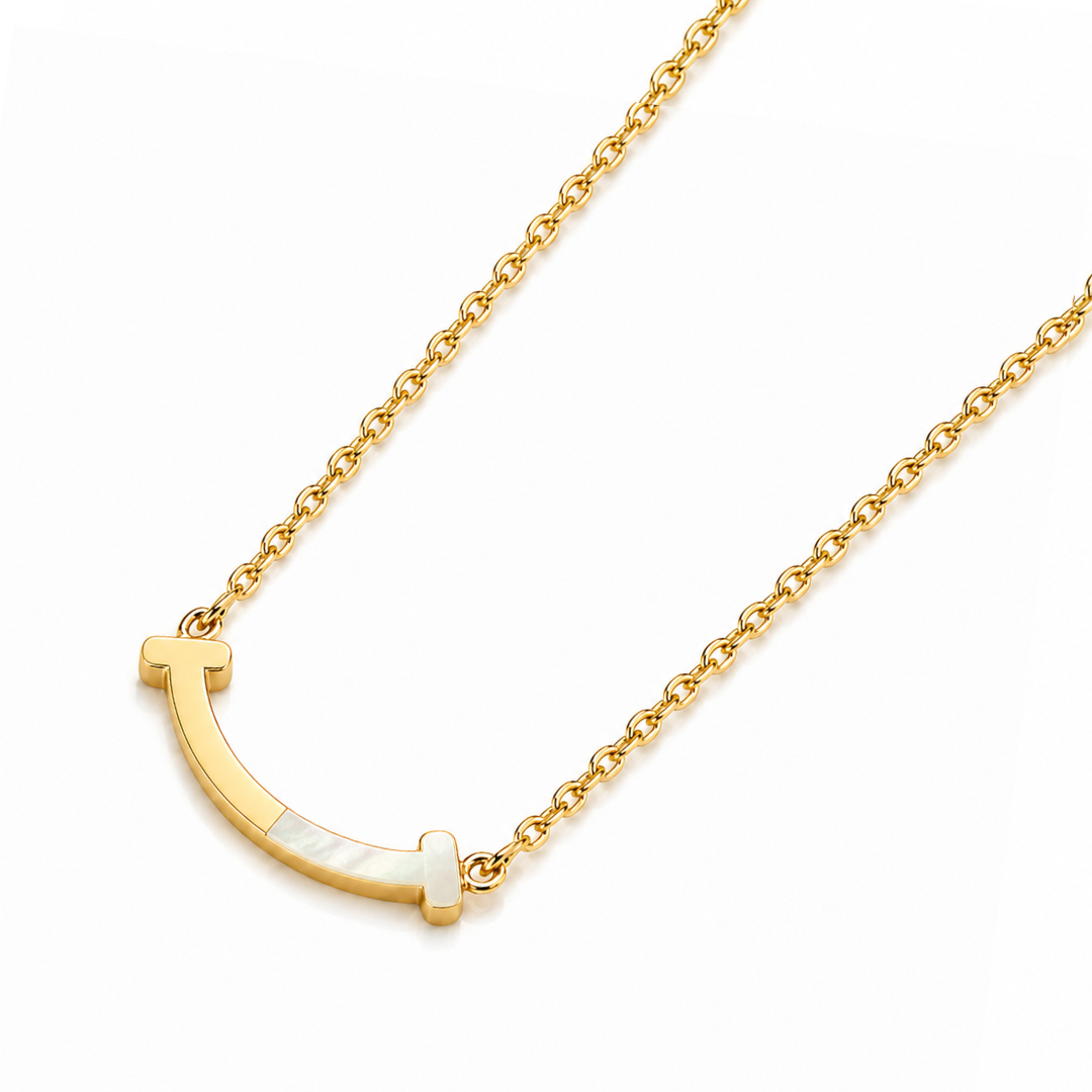 Monica | Gold Plated T-Smile Pendant Necklace
