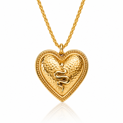 Corine | Gold Plated Chunky Heart Snake Chain Necklace