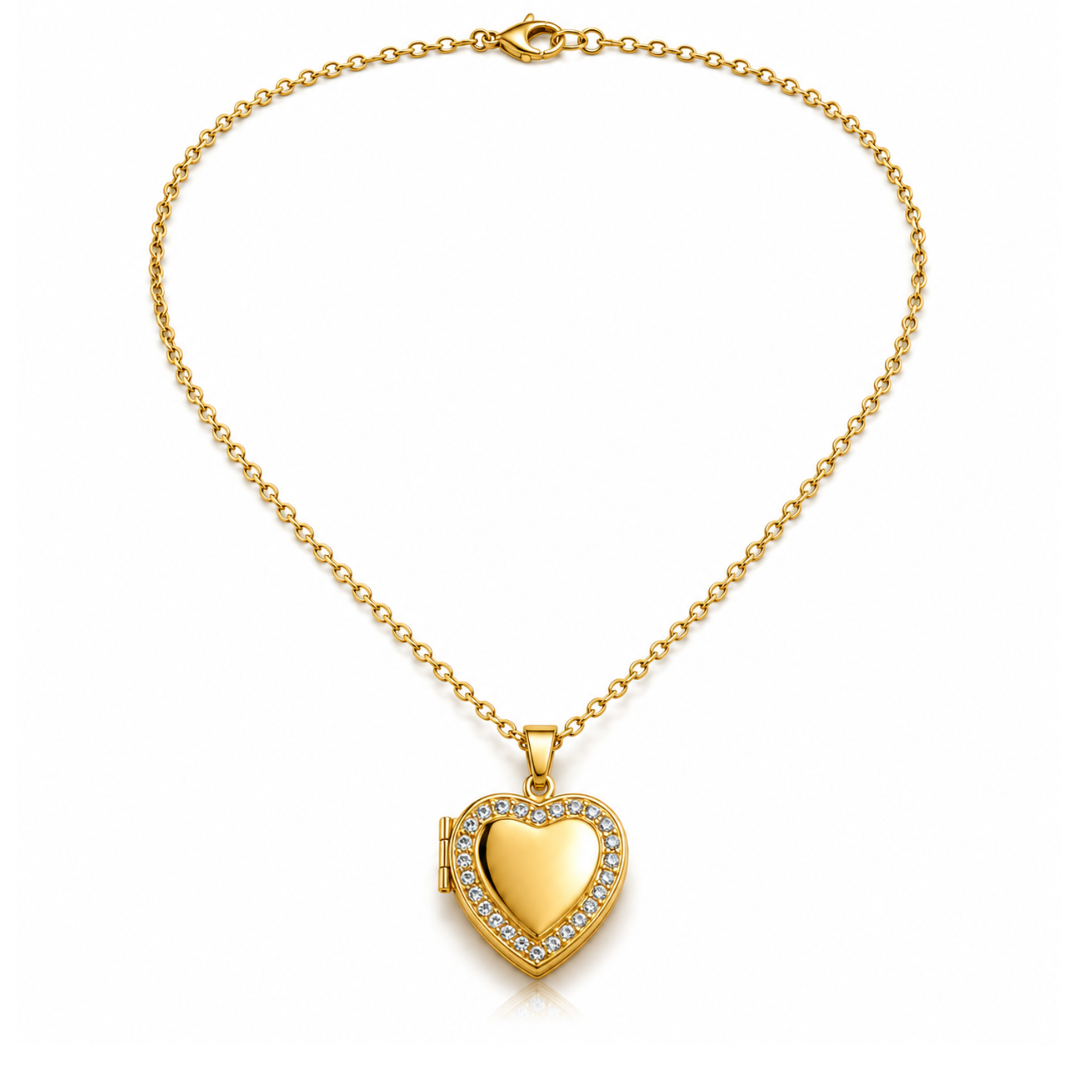 Inna | Gold Plated Heart Photo Frame Locket Pendant Necklace