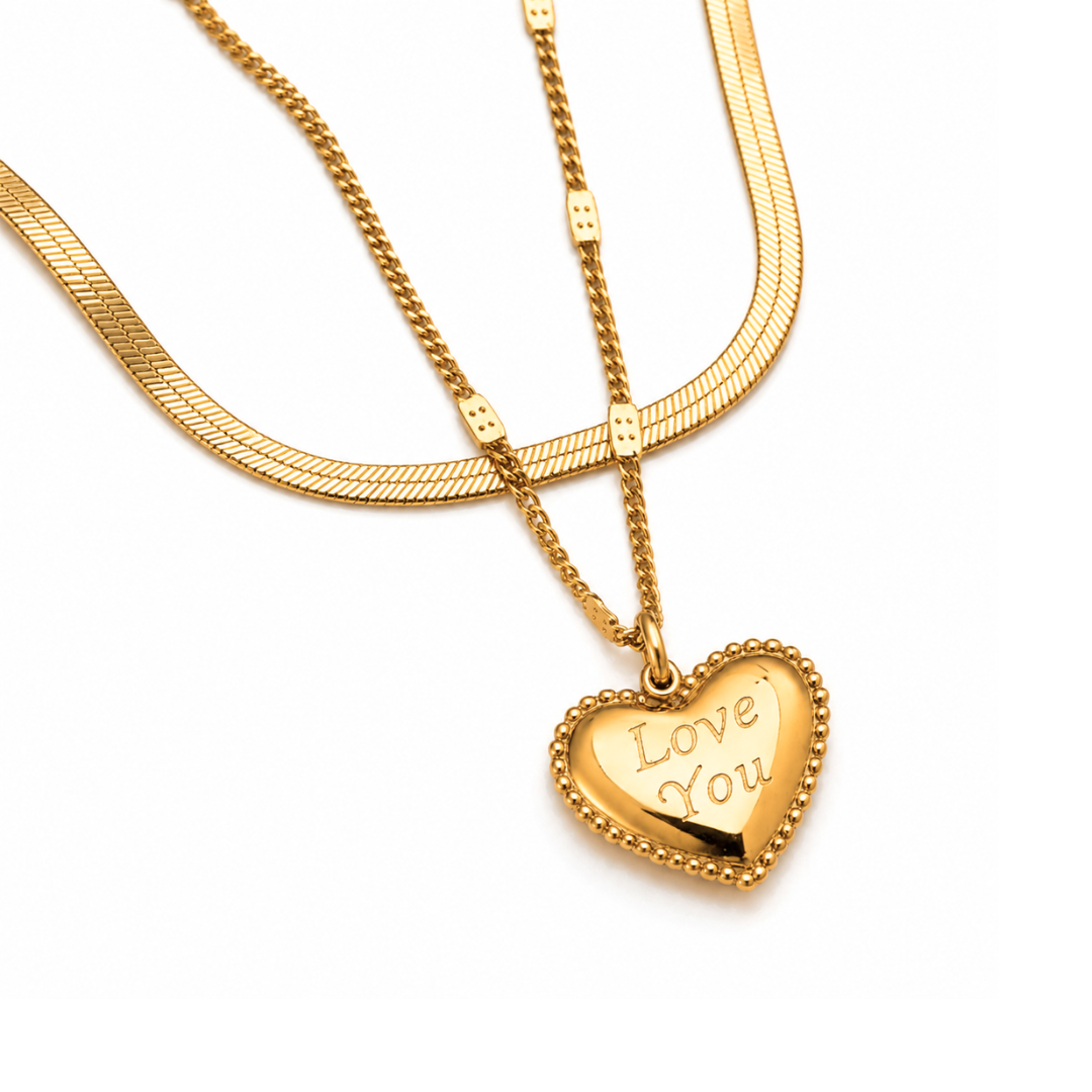 Ariat | Gold Plated Heart Double Layered Necklace