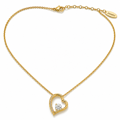 Willow | Gold Plated Heart Charm Necklace with Zircons