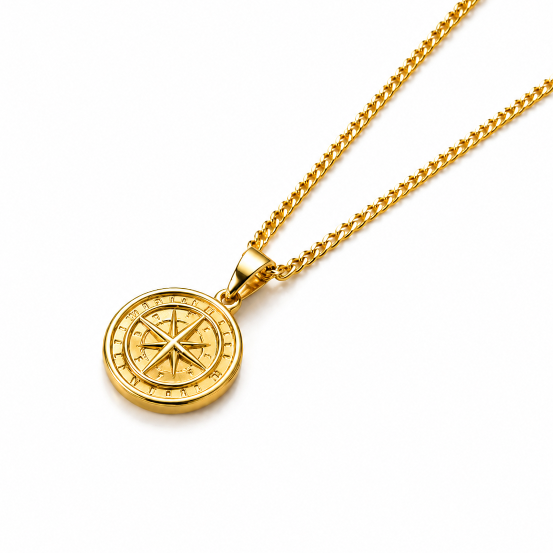 Gigi | Gold Plated Compass Pendant Necklace