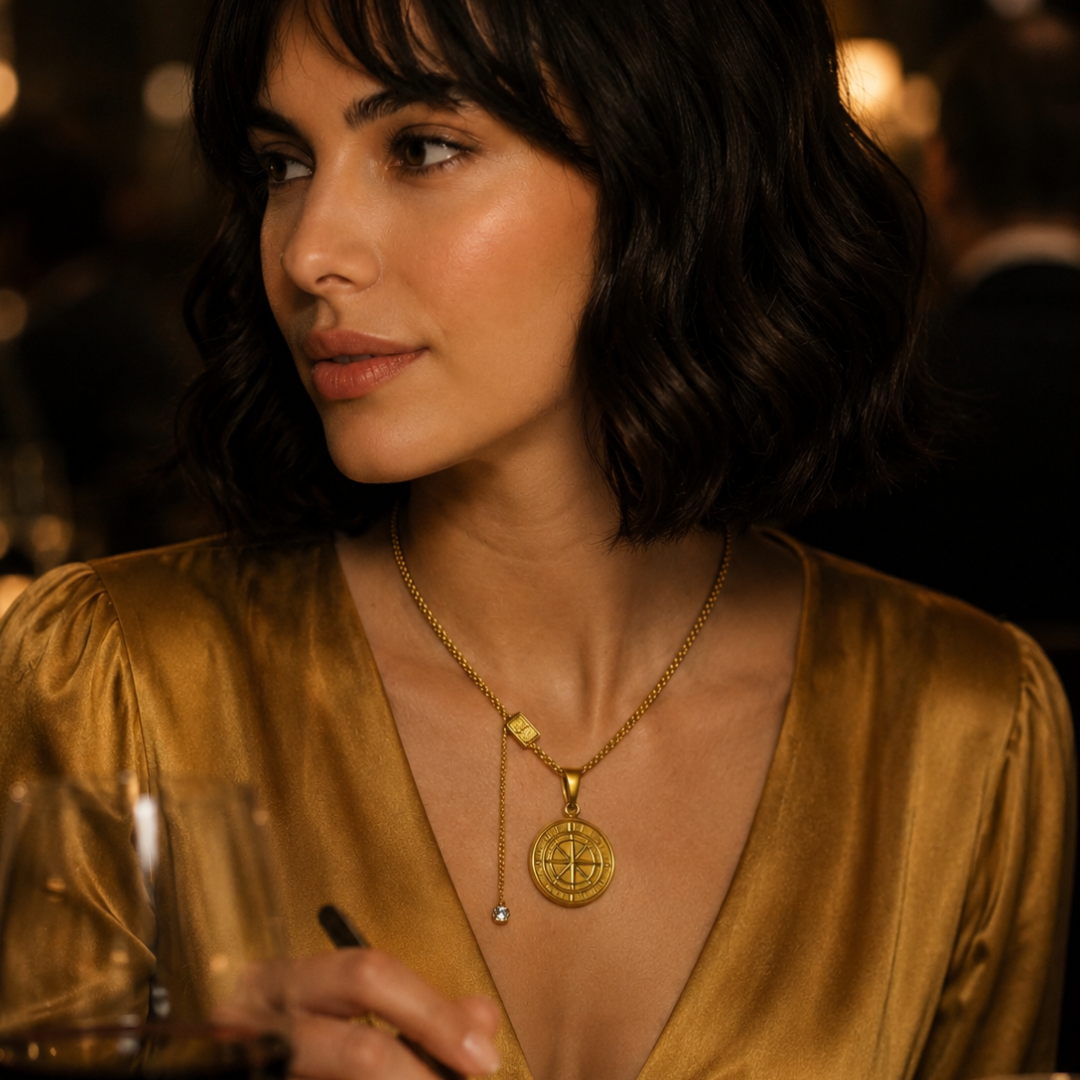 Gigi | Gold Plated Compass Pendant Necklace