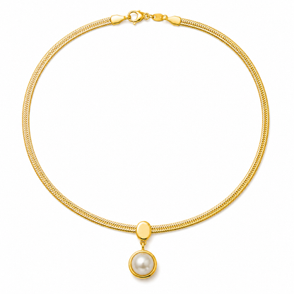 Selyn | Gold Plated Snake Bone Pearl Pendant Necklace
