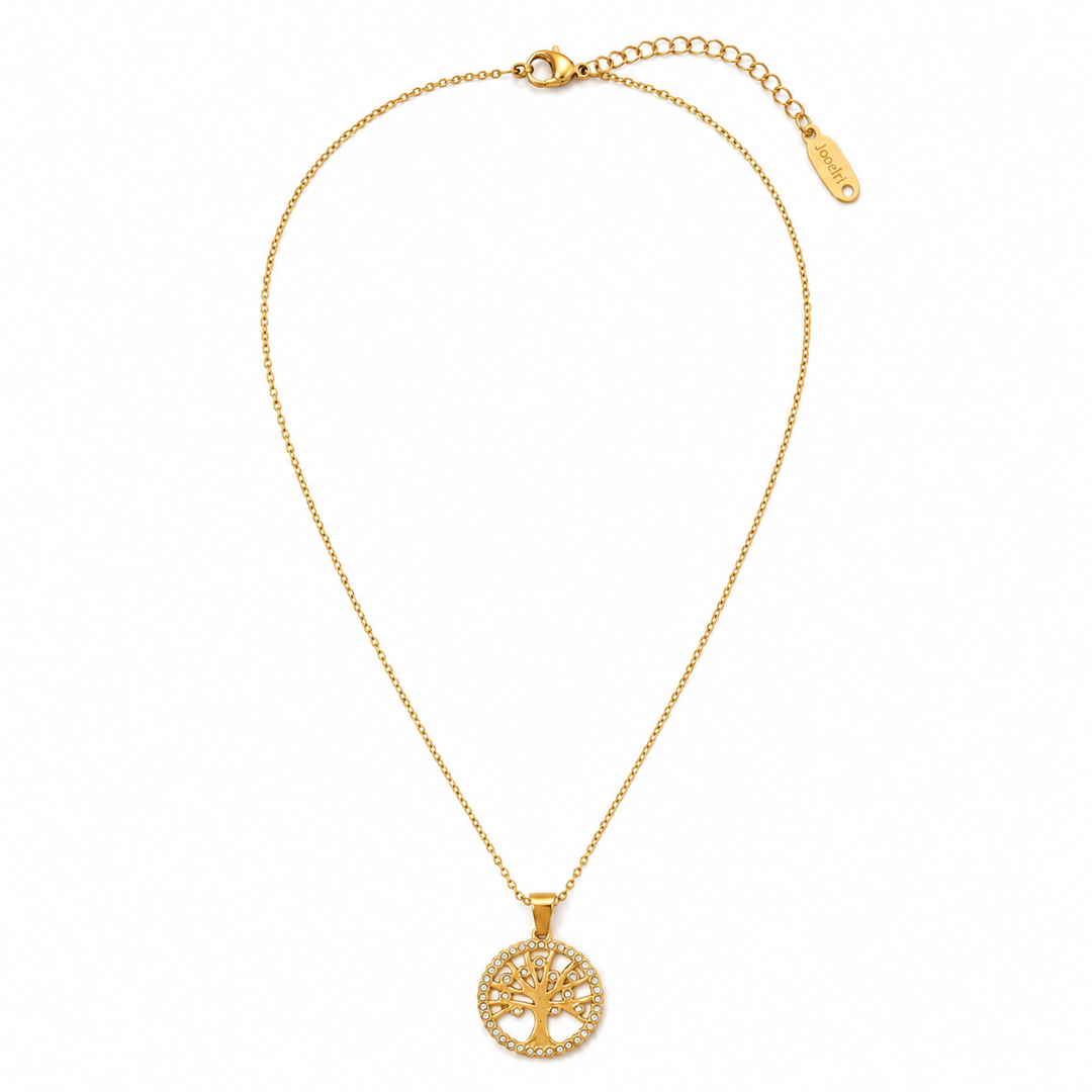 Cambria | Gold Plated Tree of Life Necklace with Zircons