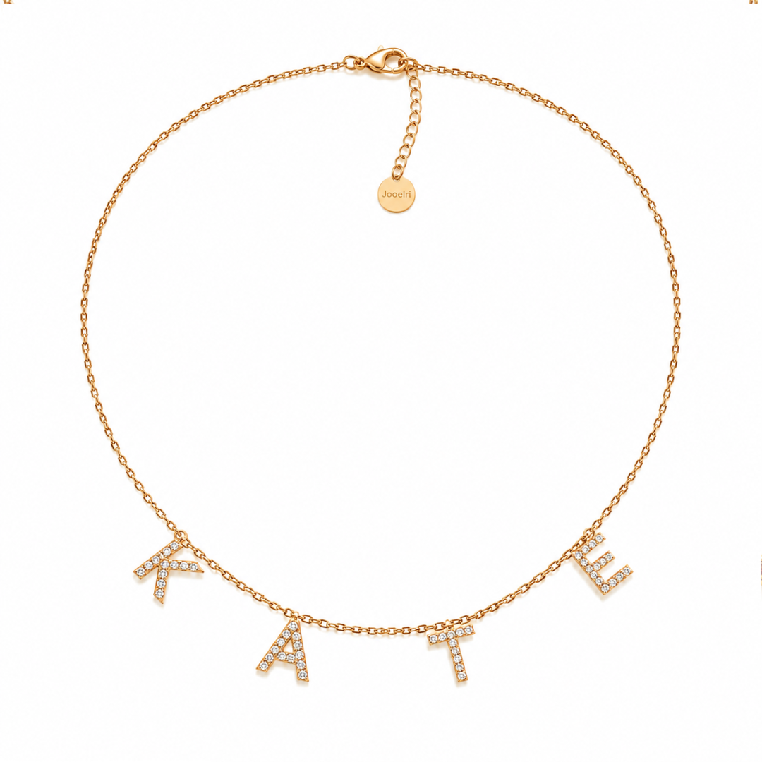 Amira | Gold Plated Suspended Personalised ICY Name Necklace