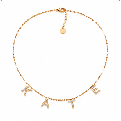 Amira | Gold Plated Suspended Personalised ICY Name Necklace