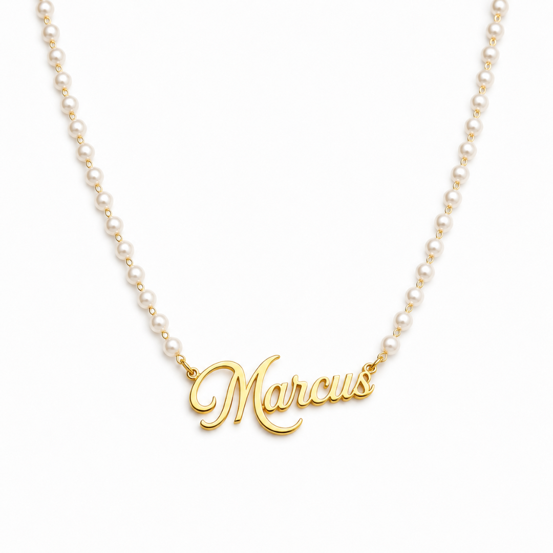 Rielle | Gold Plated Personalised Single Name Pearl Necklace