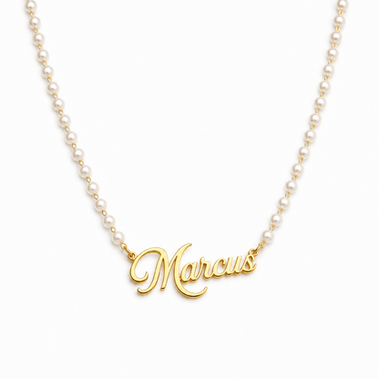 Rielle | Gold Plated Personalised Single Name Pearl Necklace