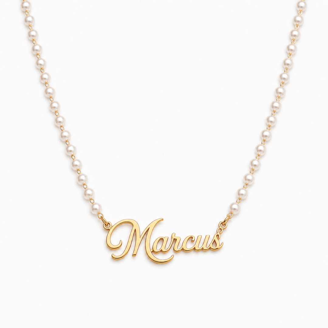 Rielle | Gold Plated Personalised Single Name Pearl Necklace
