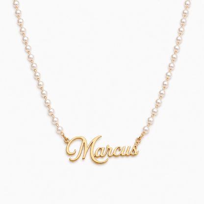 Rielle | Gold Plated Personalised Single Name Pearl Necklace