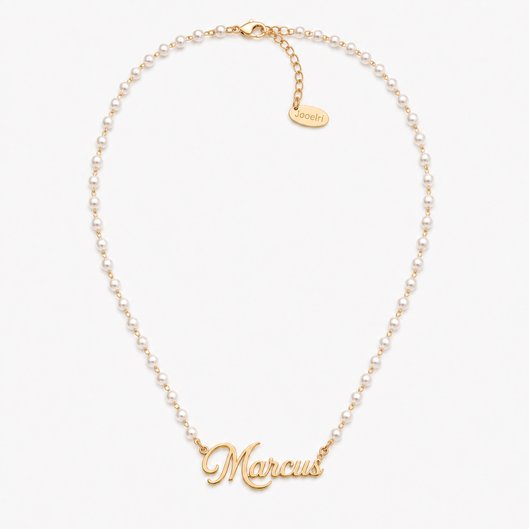 Rielle | Gold Plated Personalised Single Name Pearl Necklace