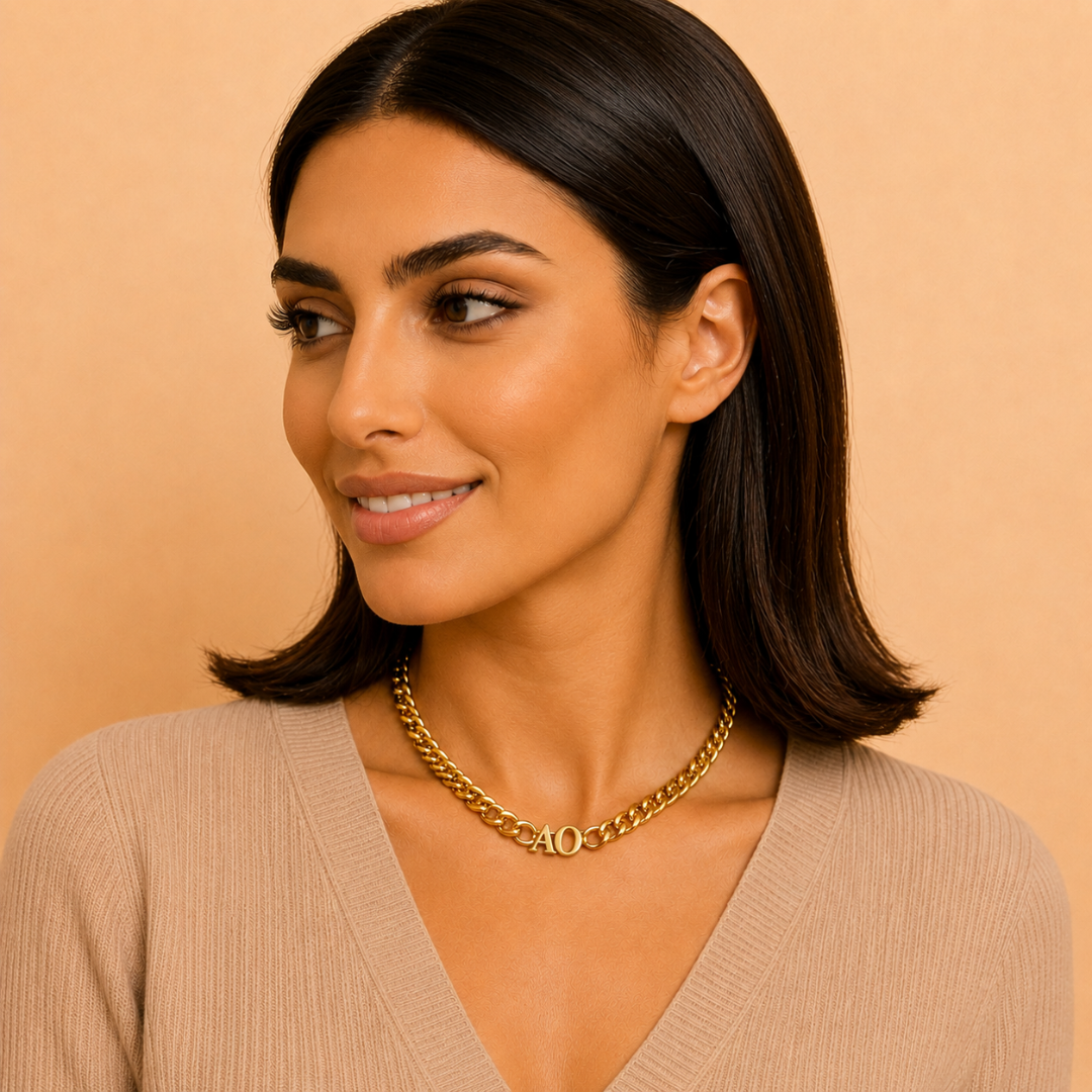 Elise | Gold Plated Initial Cuban Choker Necklace