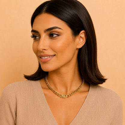 Elise | Gold Plated Initial Cuban Choker Necklace