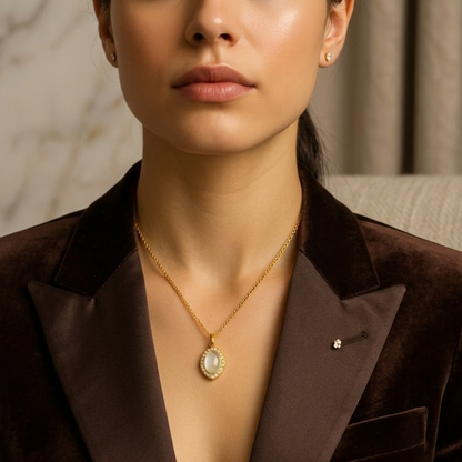 Freya | Gold Plated Halo Pendant Necklace
