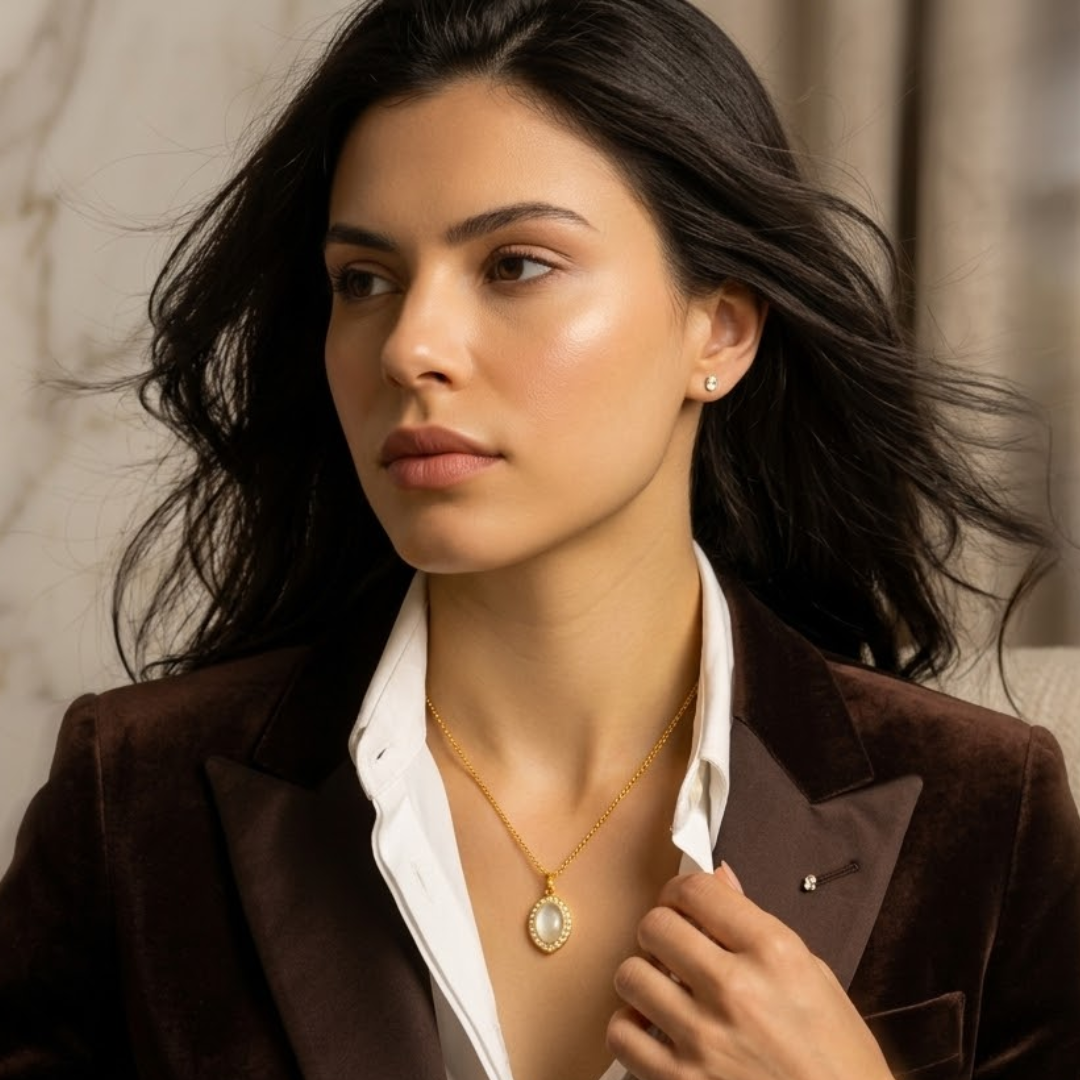 Freya | Gold Plated Halo Pendant Necklace