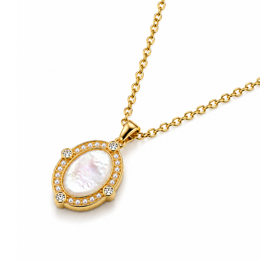 Freya | Gold Plated Halo Pendant Necklace