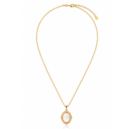 Freya | Gold Plated Halo Pendant Necklace