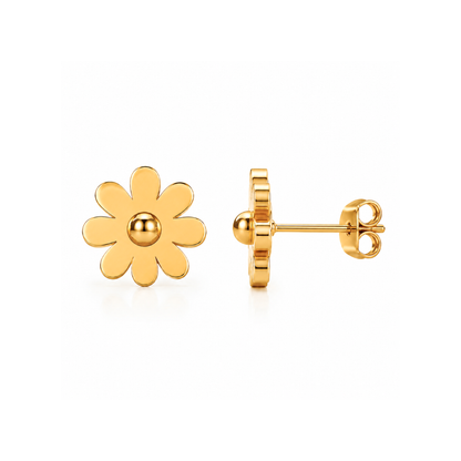 Tiana | Gold Plated Petal Flower Stud Earrings