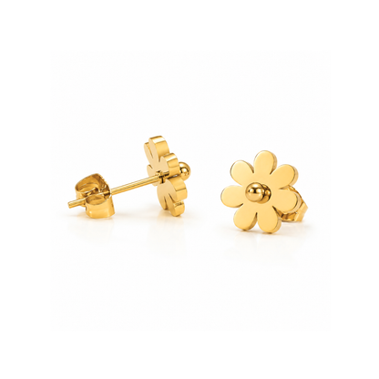Tiana | Gold Plated Petal Flower Stud Earrings