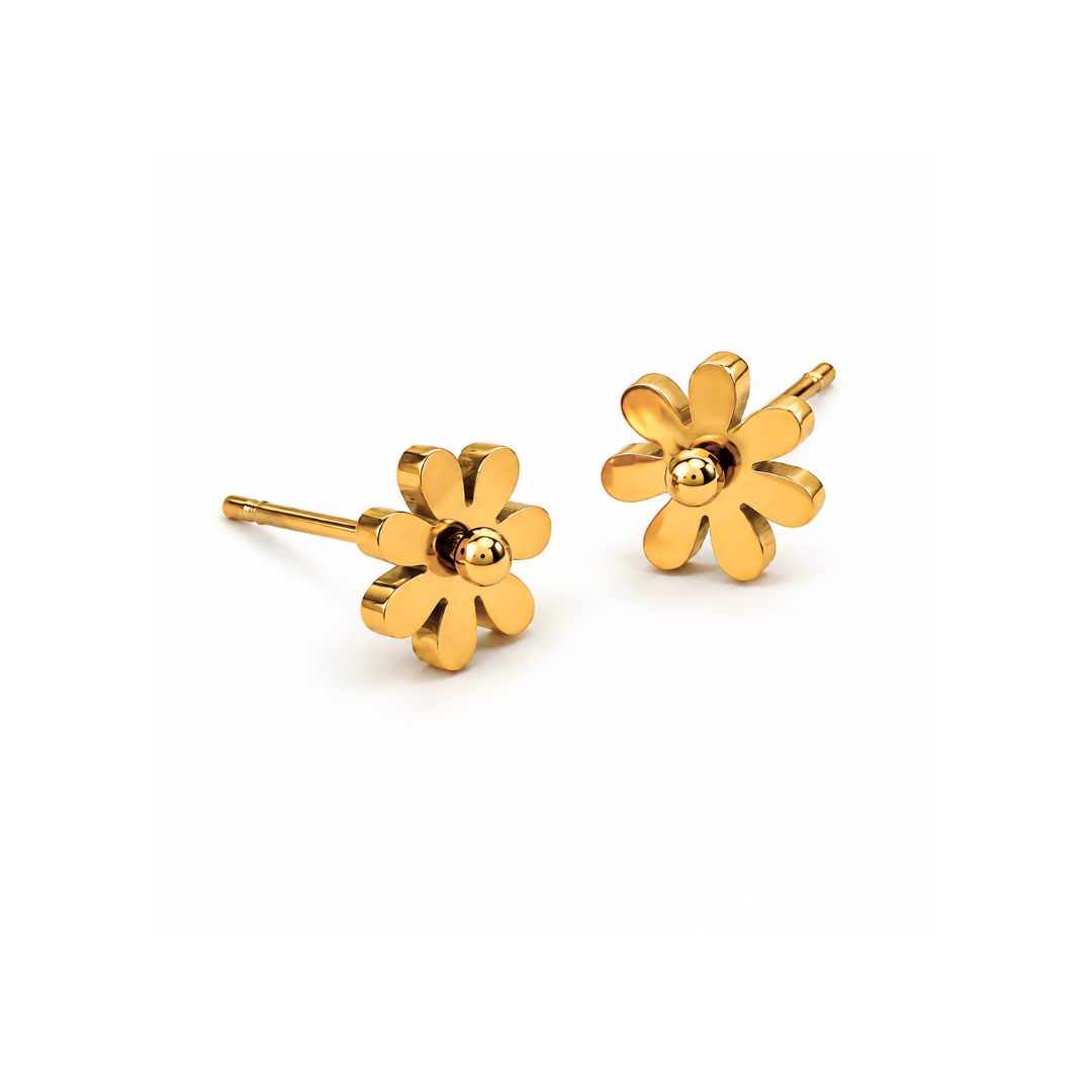Tiana | Gold Plated Petal Flower Stud Earrings