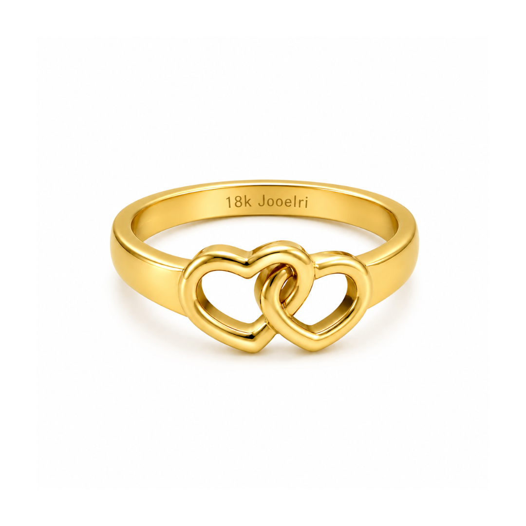 Amorette | Gold Plated Interlocking Hearts Ring
