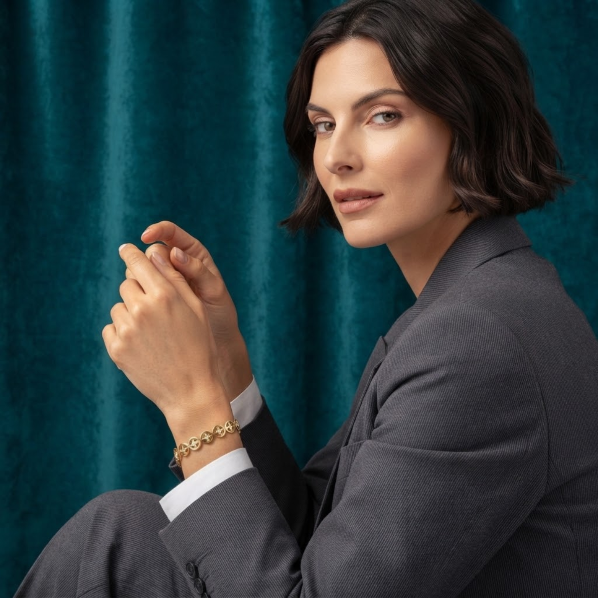 Kate | Gold Plated Clover Bangle