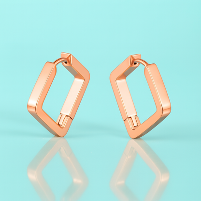 Juliette | Rose Gold Plated Square Geometric Hoop Earrings