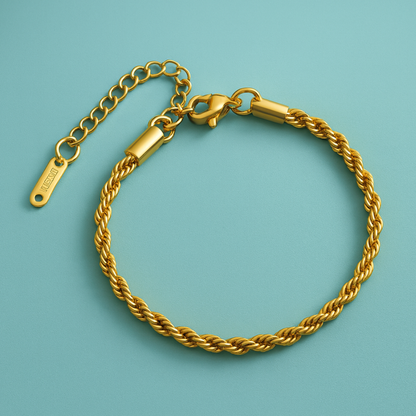 Simone | Gold (18K) Plated Twisted Rope  Chain Waterproof Bracelet