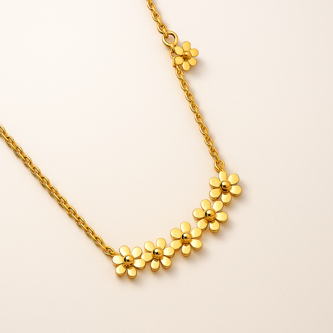 Lilliana | 18K Gold-Plated Six-Flower Motif Waterproof Necklace