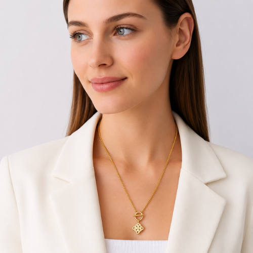 Saskia | Gold Plated Élan Toggle Necklace