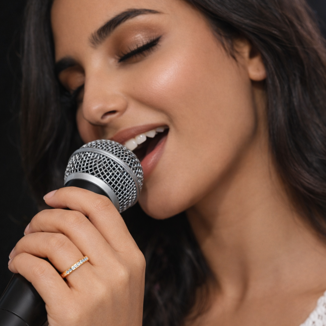 Joyce | Gold Plated Solitaire Slim Ring Inlaid with Cubic Zircons