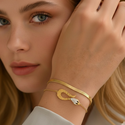 Claudia | 18K Gold Plated Snake Charm Zircon Bracelet