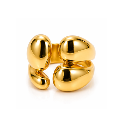 Elysia | Gold Plated Double Layer Vintage Chunky Boho Resizable Ring
