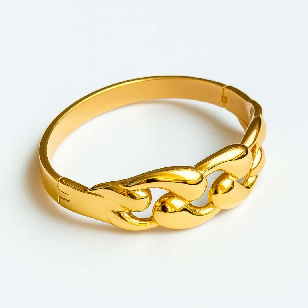 Olivia | 18K Gold-Plated Hollow Waterdrop Cuff Waterproof Bracelet Bangle
