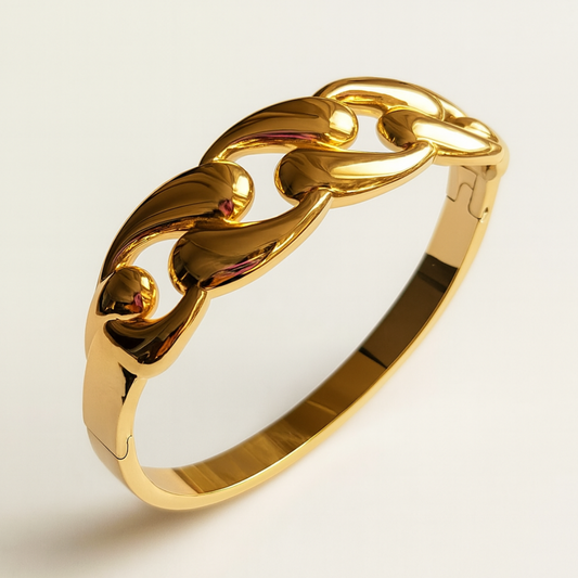 Olivia | 18K Gold-Plated Hollow Waterdrop Cuff Waterproof Bracelet Bangle